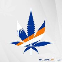 Flag of Marshall Islands in Marijuana leaf shape. The concept of legalization Cannabis in Marshall Islands. vector