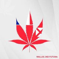 Flag of Wallis and Futuna in Marijuana leaf shape. The concept of legalization Cannabis in Wallis and Futuna. vector