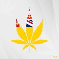 Flag of Niue in Marijuana leaf shape. The concept of legalization Cannabis in Niue. vector