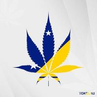 bandera de tokelau en marijuana hoja forma. el concepto de legalización canabis en tokelau. vector