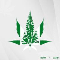 Flag of Norfolk Island in Marijuana leaf shape. The concept of legalization Cannabis in Norfolk Island. vector