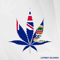 Flag of Cayman Islands in Marijuana leaf shape. The concept of legalization Cannabis in Cayman Islands. vector