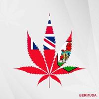 Flag of Bermuda in Marijuana leaf shape. The concept of legalization Cannabis in Bermuda. vector