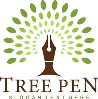 tree pen logo design vector