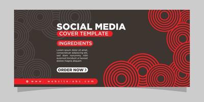 Red and grey social media cover with artistic overlapping circles vector