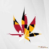 Flag of Maryland in Marijuana leaf shape. The concept of legalization Cannabis in Maryland. vector