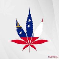 bandera de Georgia en marijuana hoja forma. el concepto de legalización canabis en Georgia. vector