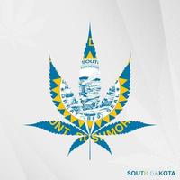 Flag of South Dakota in Marijuana leaf shape. The concept of legalization Cannabis in South Dakota. vector