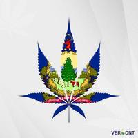 bandera de Vermont en marijuana hoja forma. el concepto de legalización canabis en Vermont. vector