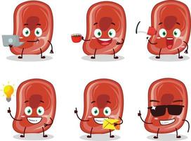 jamón dibujos animados personaje con varios tipos de negocio emoticones vector