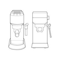 Set of Coffee maker outline drawing vector, Coffee maker drawn in a sketch style, black line Coffee maker practice template outline, vector Illustration.