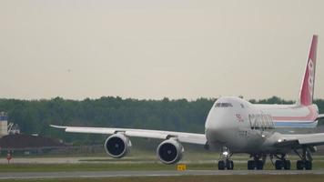 MOSCOW, RUSSIAN FEDERATION SEPTEMBER 12, 2020 - Cargo plane Cargolux is taxiing along the runway at Sheremetyevo airport, Novosibirsk video