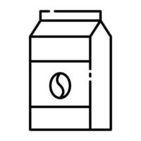 Coffee bean bag icon outline. vector