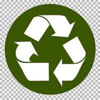 The universal recycling symbol. International symbol used on packaging to remind people to dispose of it in a bin instead of littering. Icon isolated on white background. Vector illustration.