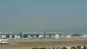 HONG KONG NOVEMBER 09, 2019 - Timelapse of Hong Kong International Airport Chek Lap Kok, view from Lantau Island video