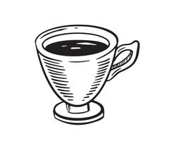 verde té taza, mano dibujado, dibujo aislado en blanco vector