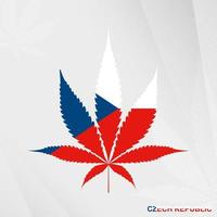 Flag of Czech Republic in Marijuana leaf shape. The concept of legalization Cannabis in Czech Republic. vector