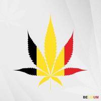 Flag of Belgium in Marijuana leaf shape. The concept of legalization Cannabis in Belgium. vector