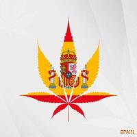 bandera de España en marijuana hoja forma. el concepto de legalización canabis en España. vector