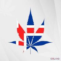 Flag of Iceland in Marijuana leaf shape. The concept of legalization Cannabis in Iceland. vector