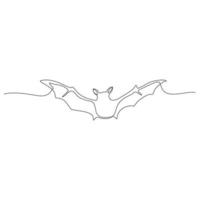 Continuous line art or one line bat drawing for vector illustration, halloween. flying bat concept