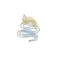 Chinese Zodiac symbol Snake illustration in line art style with boho color isolated on white vector