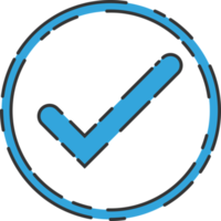 Approved check mark icon in flat style png