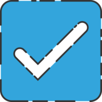 Approved check mark icon in flat style png