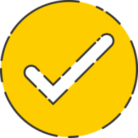 Approved check mark icon in flat style png