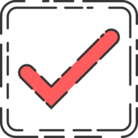 Approved check mark icon in flat style png