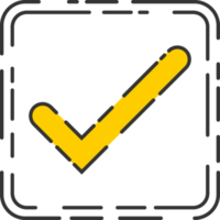 Approved check mark icon in flat style png