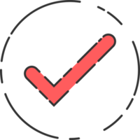 Approved check mark icon in flat style png