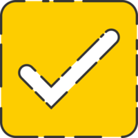 Approved check mark icon in flat style png