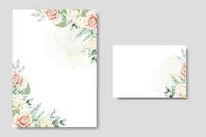 wedding invitation card with floral rose watercolor vector