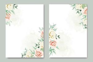 wedding invitation card with floral rose watercolor vector