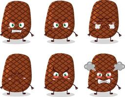 Steak cartoon character with various angry expressions vector