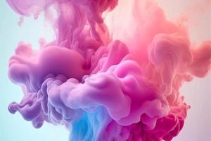 Abstract ink drops fluid motion in water background. Colorful gradient smoke cloud 3d illustration photo