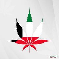 Flag of Kuwait in Marijuana leaf shape. The concept of legalization Cannabis in Kuwait. vector