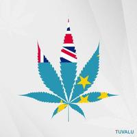 Flag of Tuvalu in Marijuana leaf shape. The concept of legalization Cannabis in Tuvalu. vector