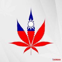 bandera de Taiwán en marijuana hoja forma. el concepto de legalización canabis en taiwán vector