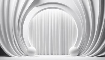 White soft pastel Curtain Stage Award Background. Trophy on White Carpet pastel Background. photo