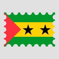 Postage stamp with Sao Tome and Principe flag. Vector illustration.