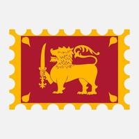 Postage stamp with Sri Lanka flag. Vector illustration.