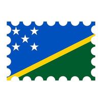 Postage stamp with Solomon Islands flag. Vector illustration.