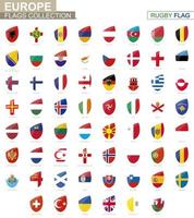 European countries flags collection. Rugby flag set. vector