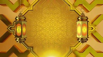 Ramadã kareem islâmico cumprimento modelo abstrato amarelo e ouro fundo animação ciclo video