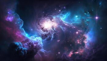 background image with a mix of blue and purple colors, resembling a galaxy or space theme. photo