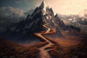 3D path to mountain top. photo