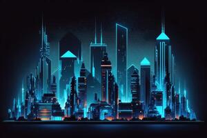 Smart city glowing blue background. photo