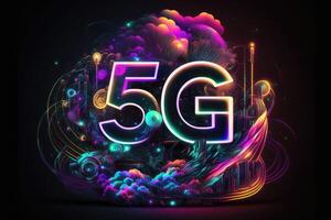 5G technology colorful background. photo